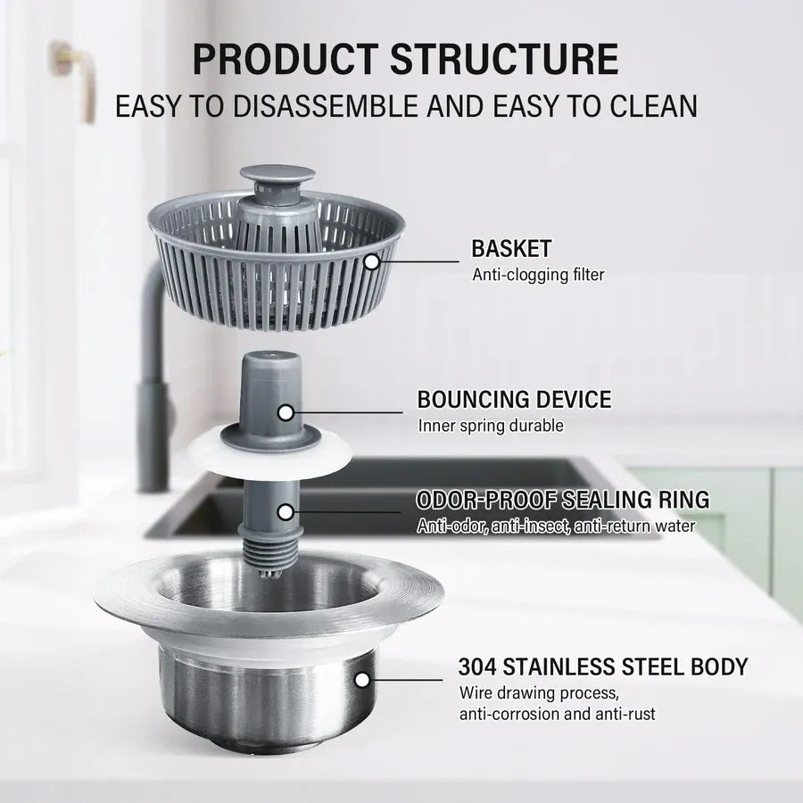 Sink Bounce Core Drain Strainer